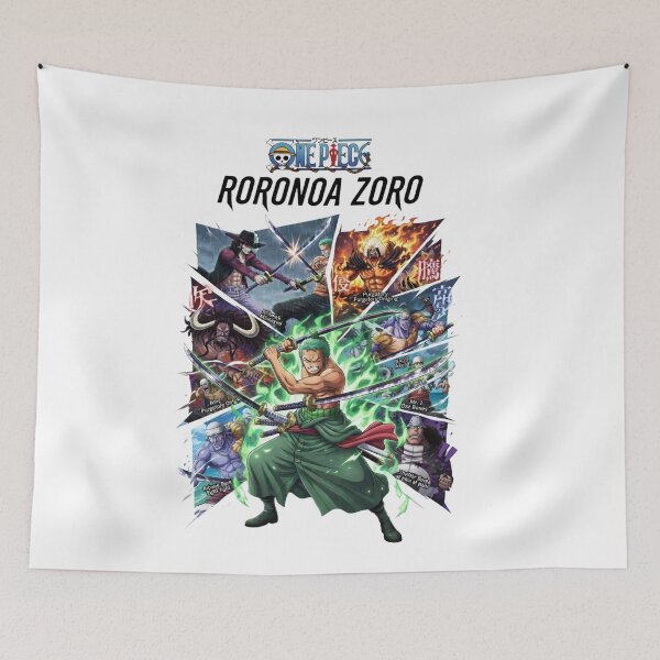 Item preview, Roronoa Zoro Three Sword Style Anime Swordsman Collage designed and sold by FreakToons.