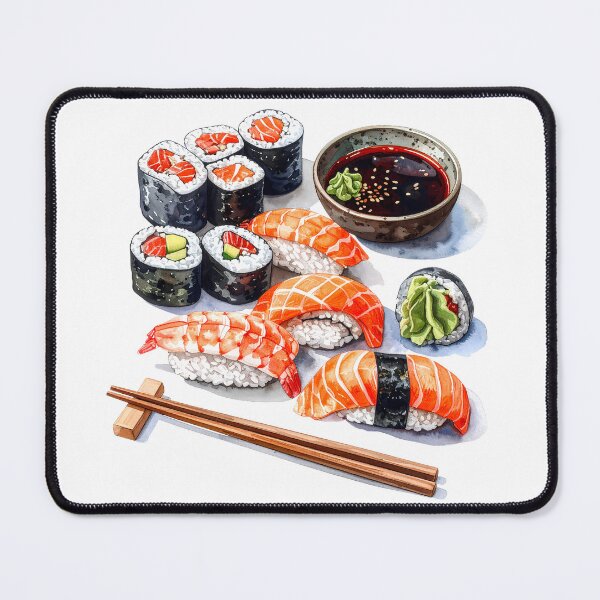 Item preview, Japanese Sushi Watercolor Illustration designed and sold by BetweenForms.