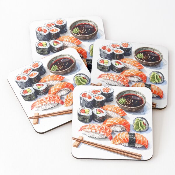 Item preview, Japanese Sushi Watercolor Illustration designed and sold by BetweenForms.
