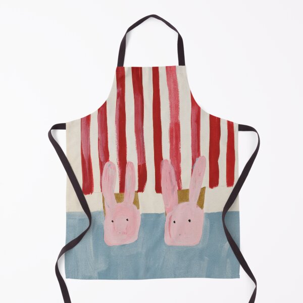 Item preview, Pink Bunnies Striped Playful Folk Art designed and sold by Sunday Margaritas Art.