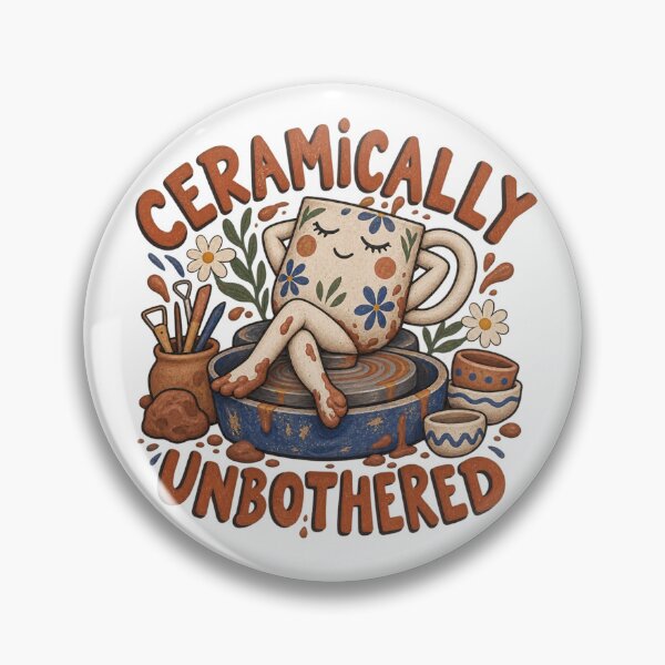 Item preview, Ceramically Unbothered Funny Pottery Mug Art designed and sold by ODDLUME CLUB.