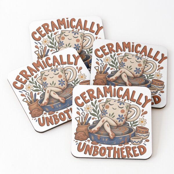 Item preview, Ceramically Unbothered Funny Pottery Mug Art designed and sold by ODDLUME CLUB.