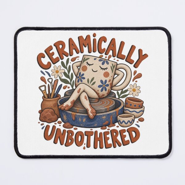 Item preview, Ceramically Unbothered Funny Pottery Mug Art designed and sold by ODDLUME CLUB.