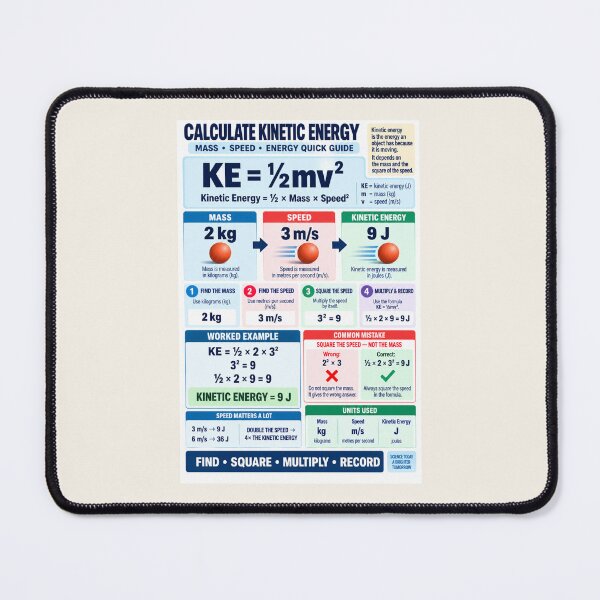 Item preview, Calculate Kinetic Energy – Mass × Speed² Science Classroom Poster designed and sold by astersgraphics.