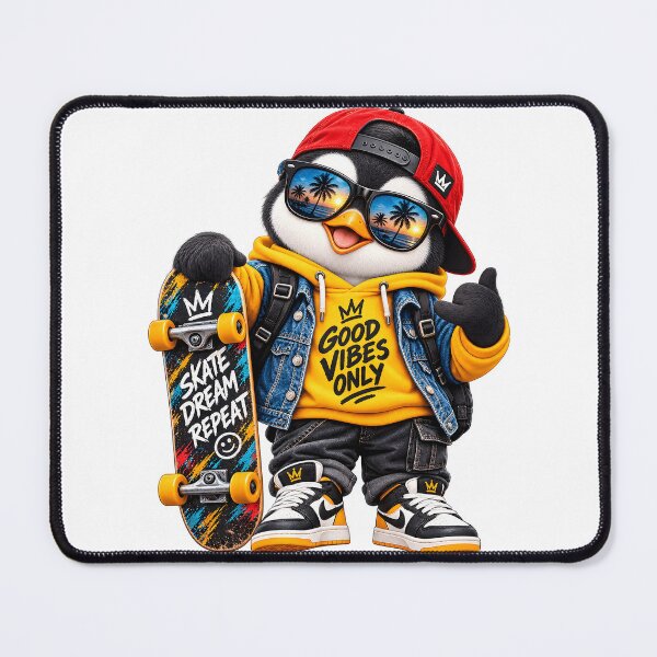 Item preview, Cool Penguin Skateboard Good Vibes designed and sold by Nixora.