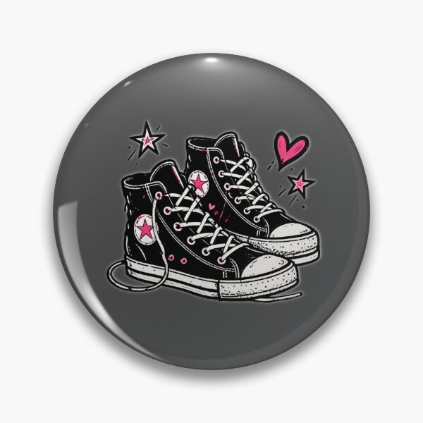Artikelvorschau, Schwarze Sneaker mit rosa Sternen entworfen und verkauft von stickoala.