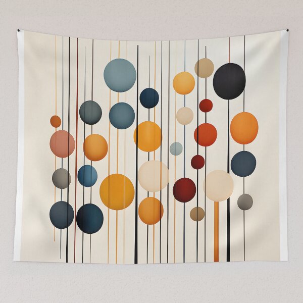 Item preview, Mid Century Modern Circles and Vertical Lines Geometric Abstract designed and sold by GutyzDesignsES.