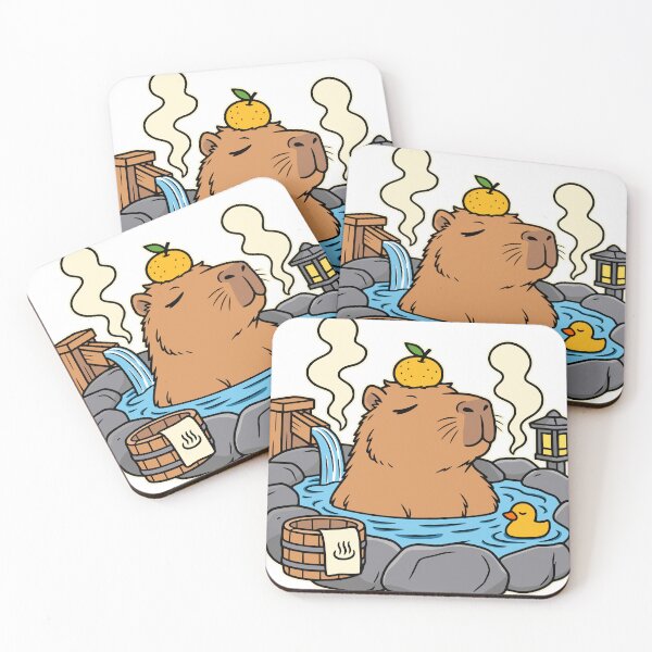 Item preview, Cute Capybara Hot Spring – Kawaii Spa designed and sold by Pommes im Bett.