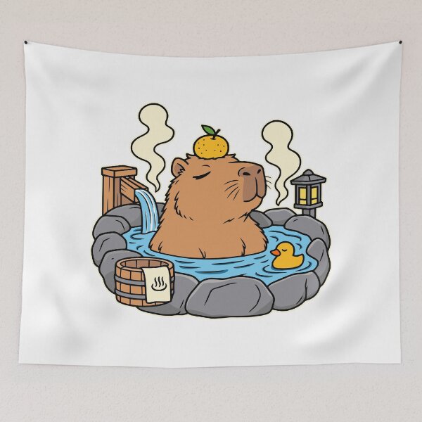 Item preview, Cute Capybara Hot Spring – Kawaii Spa designed and sold by Pommes im Bett.
