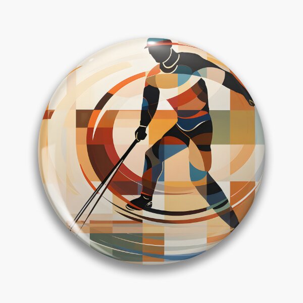 Item preview, Abstract Hockey Player Mid Century Geometric Sports Art designed and sold by GutyzDesignsES.
