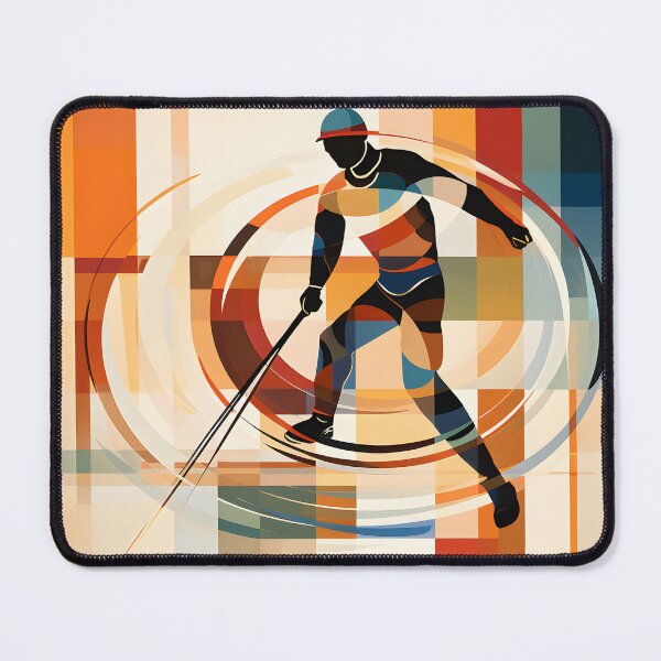 Item preview, Abstract Hockey Player Mid Century Geometric Sports Art designed and sold by GutyzDesignsES.