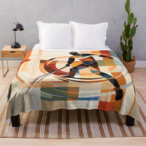 Item preview, Abstract Hockey Player Mid Century Geometric Sports Art designed and sold by GutyzDesignsES.