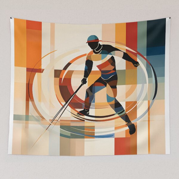 Item preview, Abstract Hockey Player Mid Century Geometric Sports Art designed and sold by GutyzDesignsES.