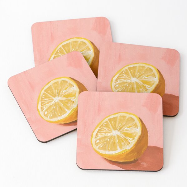 Item preview, Pink Lemon Colorful Still Life Painting designed and sold by Sunday Margaritas Art.