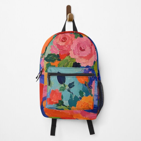 Item preview, Colorful Rose Bouquet in Blue Vase Impasto Floral Painting designed and sold by GutyzDesignsES.