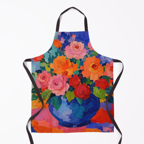 Item preview, Colorful Rose Bouquet in Blue Vase Impasto Floral Painting designed and sold by GutyzDesignsES.
