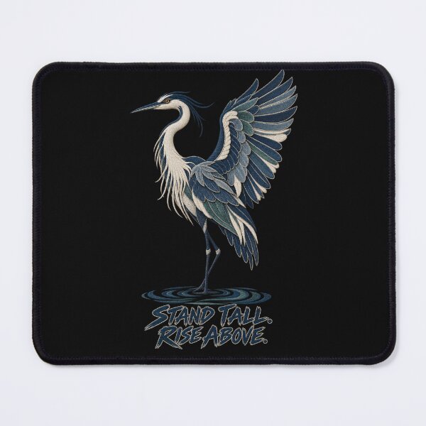 Item preview, Heron Bird Art – Stand Tall Rise Above Embroidery Look designed and sold by Emoji Emblems.