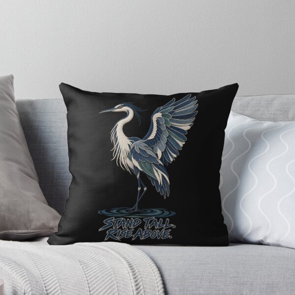 Item preview, Heron Bird Art – Stand Tall Rise Above Embroidery Look designed and sold by Emoji Emblems.