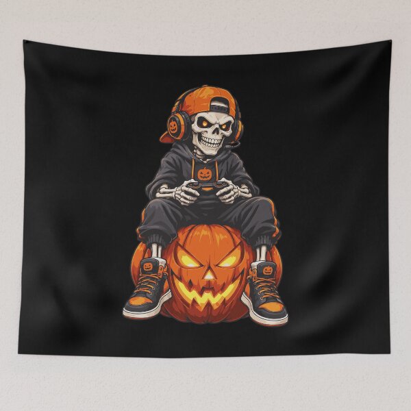 Item preview, Spooky Skeleton Gaming Halloween Controller Pumpkin Gamer designed and sold by Whirx.