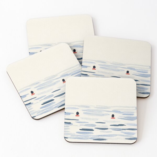 Item preview, Two Swimmers Minimal Summer Painting designed and sold by Sunday Margaritas Art.