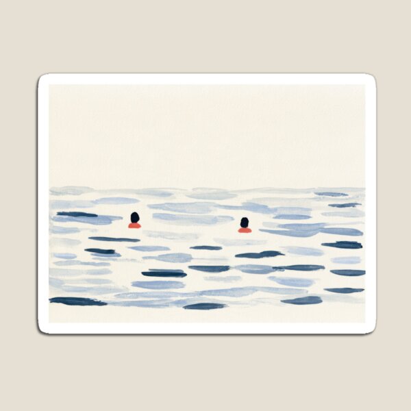 Item preview, Two Swimmers Minimal Summer Painting designed and sold by Sunday Margaritas Art.