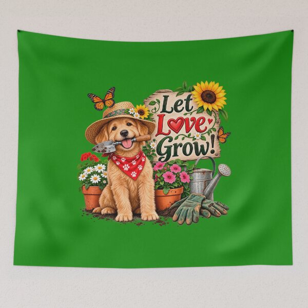 Item preview, Let Love Grow – Funny Gardening Dog Shirt designed and sold by TZehrfeldPhotos.