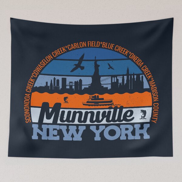 Item preview, Munnville New York Sunset Retro Vintage Local Pride Logo designed and sold by CRHPOD20.
