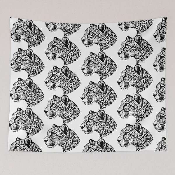 Item preview, Black and White Tribal Mandala Cheetah Head designed and sold by Menna2030.