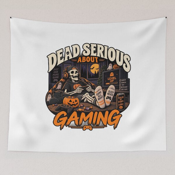 Item preview, Dead Serious About Gaming Funny Skeleton Gamer Halloween designed and sold by ABprintstudio.