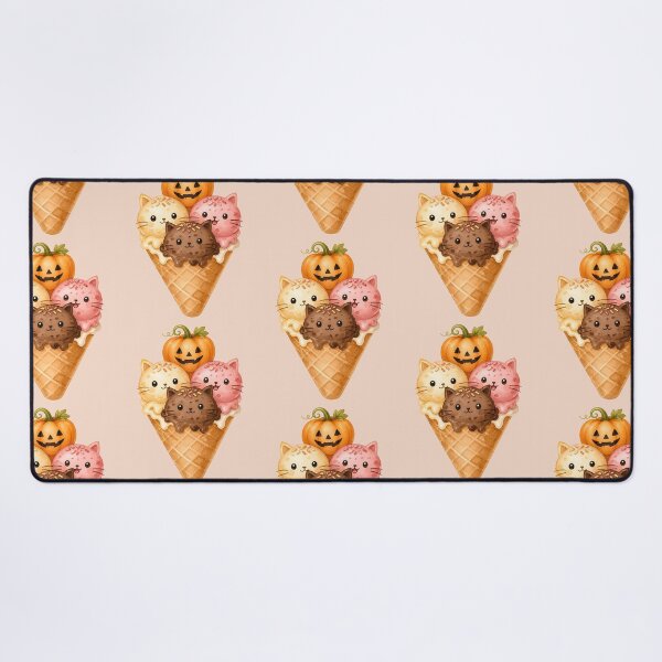 Item preview, Autumn Delights Kawaii Cat Ice Cream Cone Halloween Pumpkin designed and sold by AOCollections.