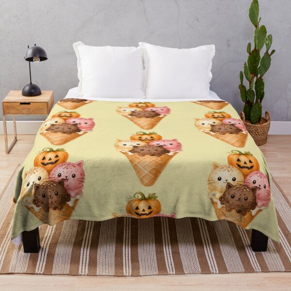 Item preview, Autumn Delights Kawaii Cat Ice Cream Cone Halloween Pumpkin designed and sold by AOCollections.