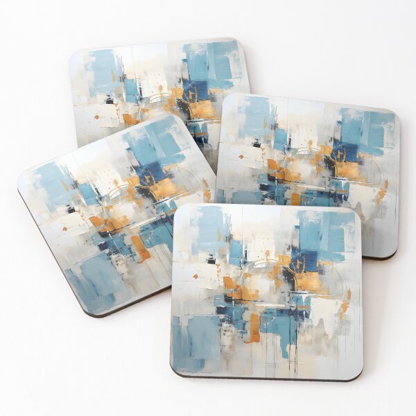 Item preview, Blue White and Gold Abstract Textured Painting designed and sold by Amalia Gutyz.