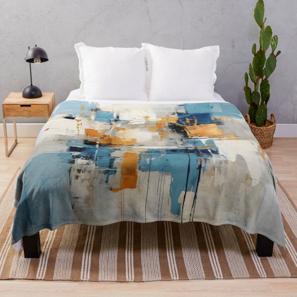Item preview, Blue White and Gold Abstract Textured Painting designed and sold by GutyzDesignsES.