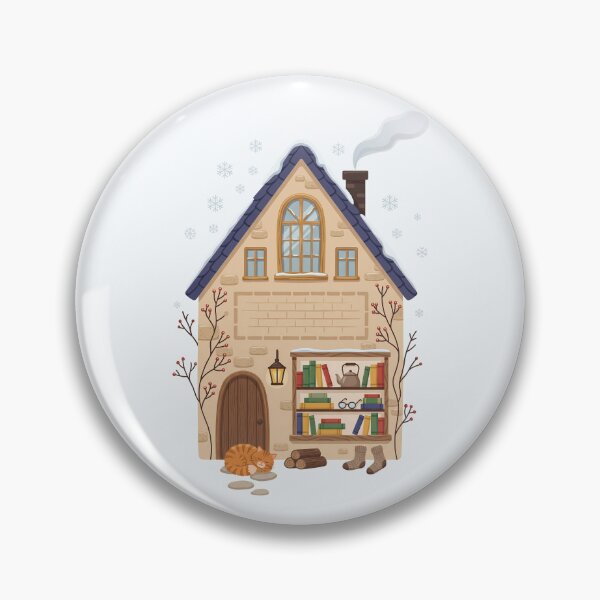 Item preview, Winter Reading House with Books and Cat designed and sold by karamram.