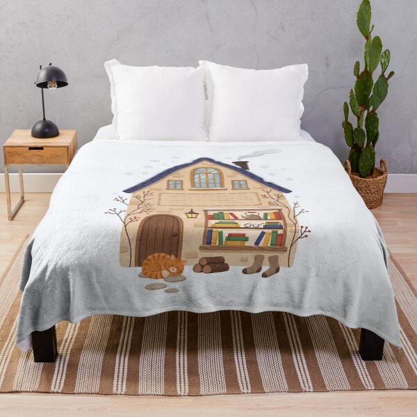 Item preview, Winter Reading House with Books and Cat designed and sold by karamram.