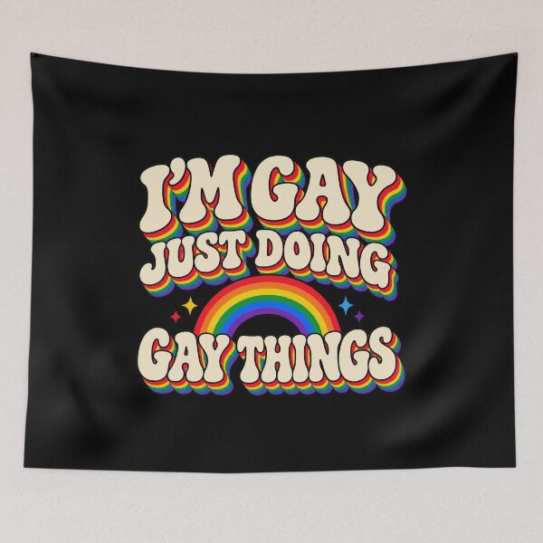 Item preview, I’m Gay Just Doing Gay Things – Retro Rainbow Pride designed and sold by Text2tee.