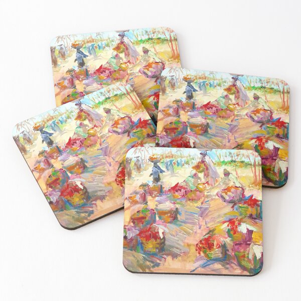 Item preview, "The Date Market - A Happy Sunny Morning in the Village" designed and sold by Youssef Kamel - Museum.
