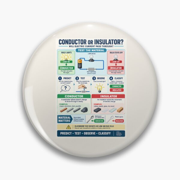 Item preview, Conductor or Insulator? – Electricity Science Classroom Poster designed and sold by astersgraphics.