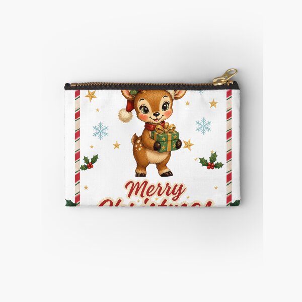 Item preview, ​Cute Christmas Reindeer Holding a Present - 'Merry Christmas' Design ​ designed and sold by RRzShop.