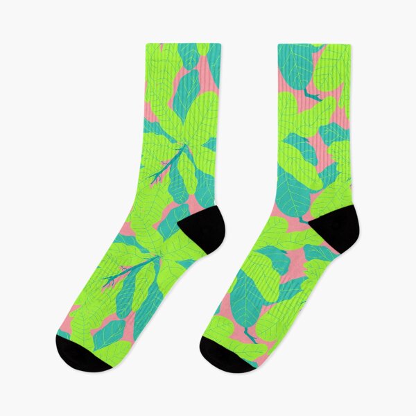 Item preview, Tropicana Banana Leaves in Neon Peach + Lime designed and sold by YesterdayColl.