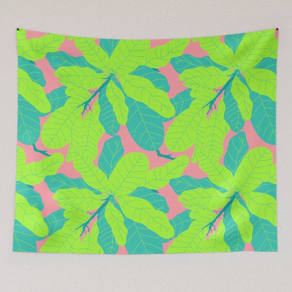 Item preview, Tropicana Banana Leaves in Neon Peach + Lime designed and sold by YesterdayColl.