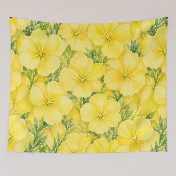 Item preview, Evening Primrose Yellow Botanical Floral Pattern Watercolor Art HD Store designed and sold by bard-art.