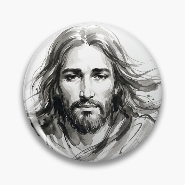 Item preview, Portrait of Jesus in Chinese Ink with Calligraphy Peace and Path designed and sold by MantoSagrado.