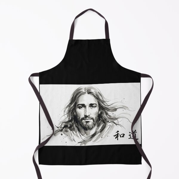 Item preview, Portrait of Jesus in Chinese Ink with Calligraphy Peace and Path designed and sold by MantoSagrado.