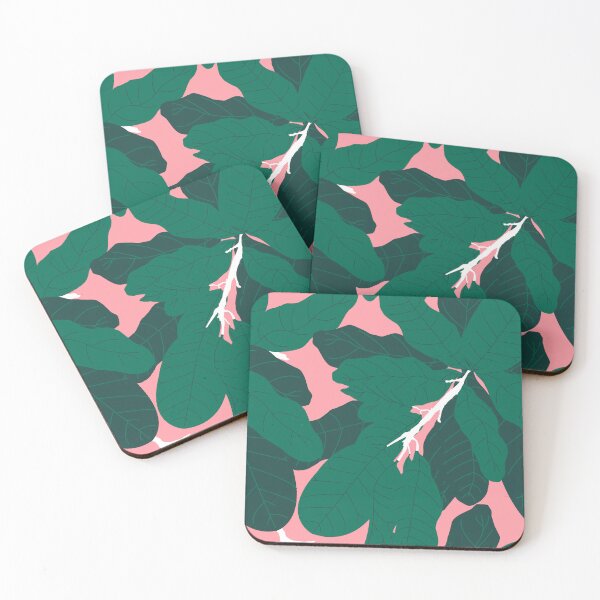 Item preview, Tropicana Banana Leaves in Palm Springs Pink + Emerald Green designed and sold by YesterdayColl.