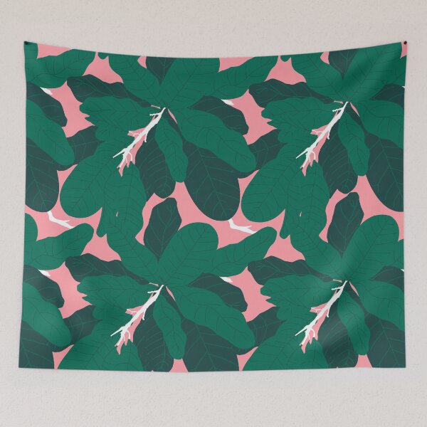 Item preview, Tropicana Banana Leaves in Palm Springs Pink + Emerald Green designed and sold by YesterdayColl.