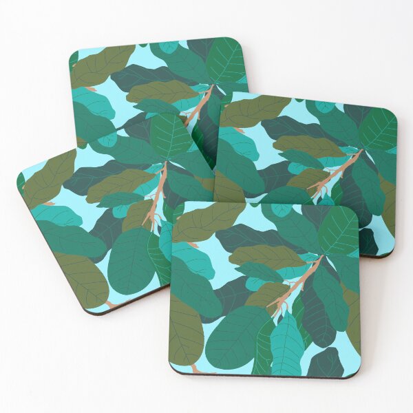 Item preview, Tropicana Banana Leaves in Classic Aqua Blue designed and sold by YesterdayColl.
