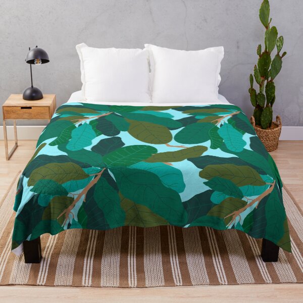Item preview, Tropicana Banana Leaves in Classic Aqua Blue designed and sold by YesterdayColl.