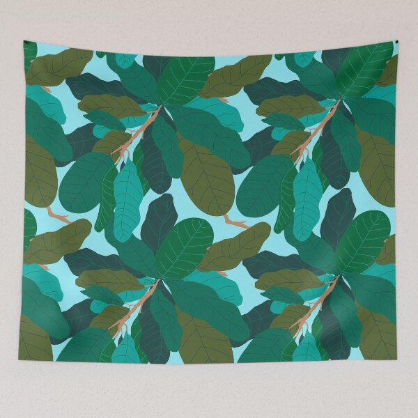 Item preview, Tropicana Banana Leaves in Classic Aqua Blue designed and sold by YesterdayColl.