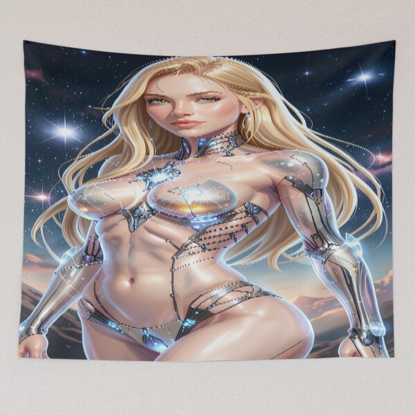 Item preview, Cybernetic Beauty Cosmic Sci Fi Art - Biomechanical Woman Art   designed and sold by DigiArt8Design.